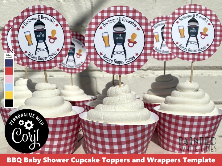 BaByQ Shower Cupcake Toppers Template