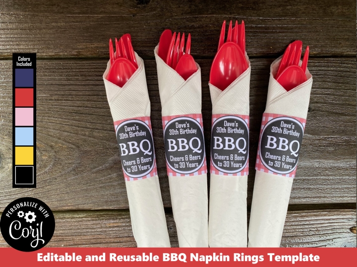 Printable BBQ Napkin Ring Templates 