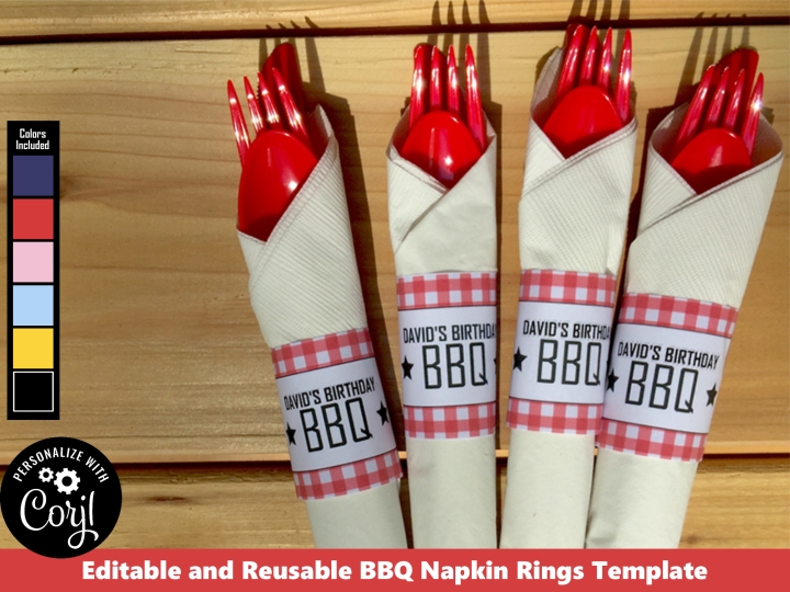 Printable Backyard BBQ Napkin Rings