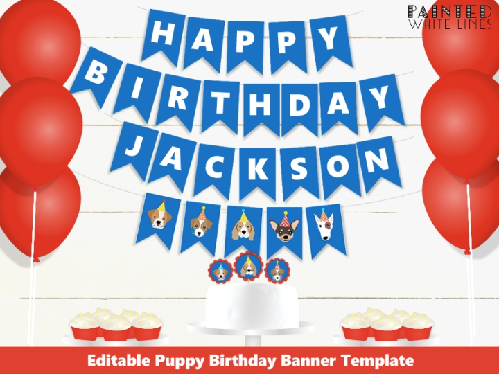 Boys Puppy Party Printable Banner Template