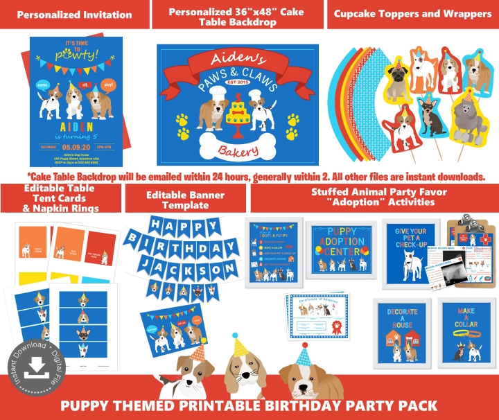 Boys Puppy Dog Theme Party Printables