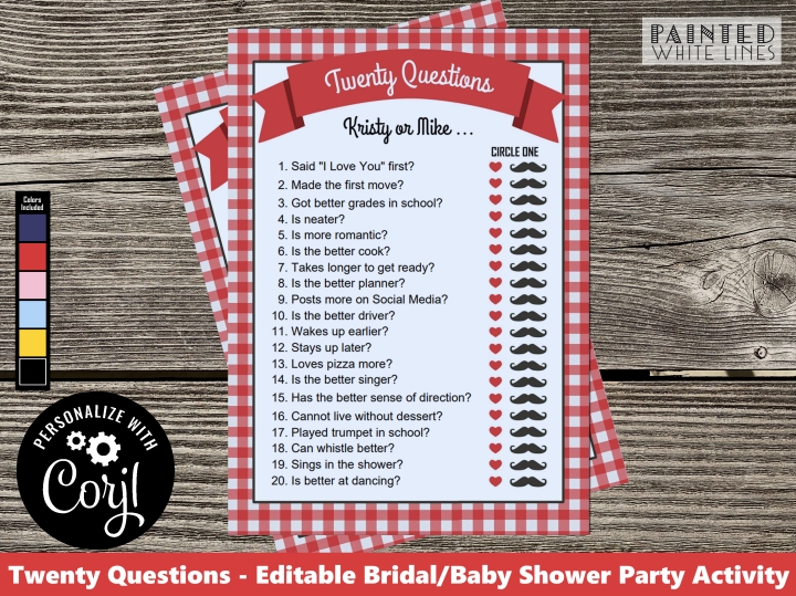 Bridal Twenty Questions Template