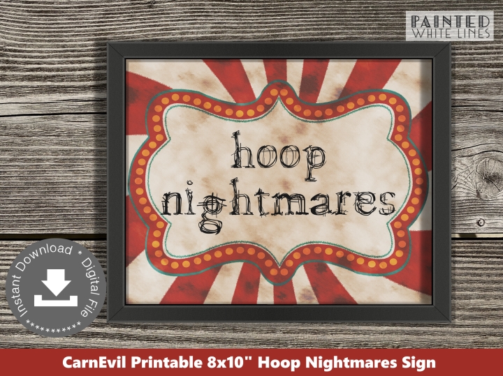 Hoop Nightmares Halloween Party Game Sign
