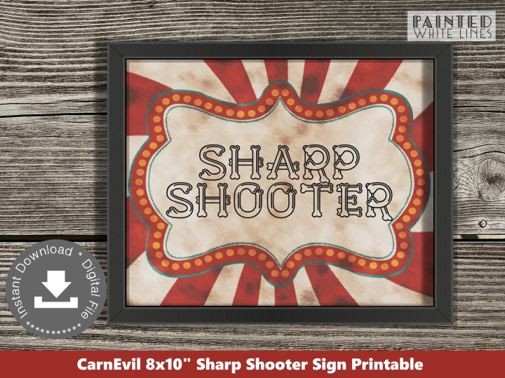 Sharp Shooter Halloween Party Game Sign