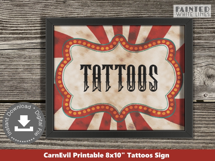 Tattoos Halloween Party Game Sign