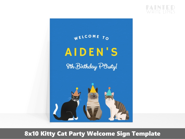 Cat Party Signs Cat Welcome Sign 8x10 