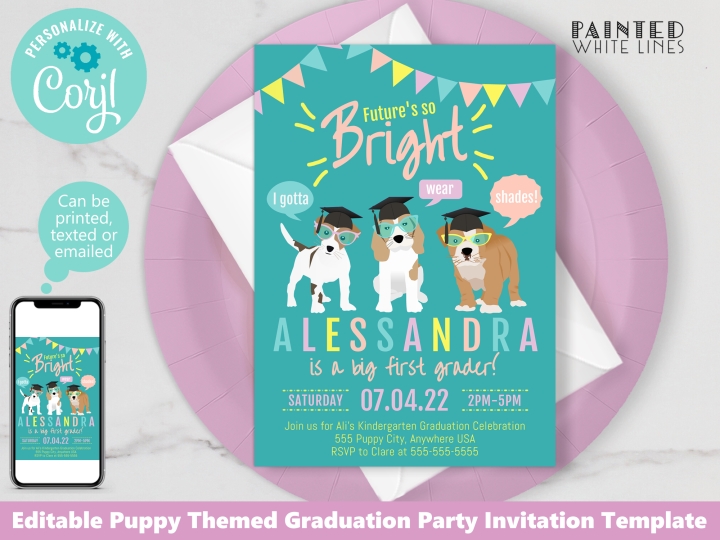 Preschool Kindergarten Graduation Party Invitation Template