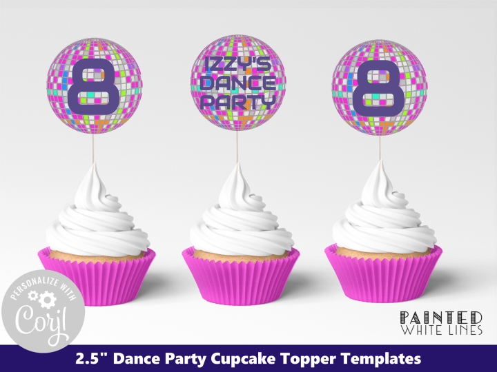 Dance Party Cupcake Topper Template