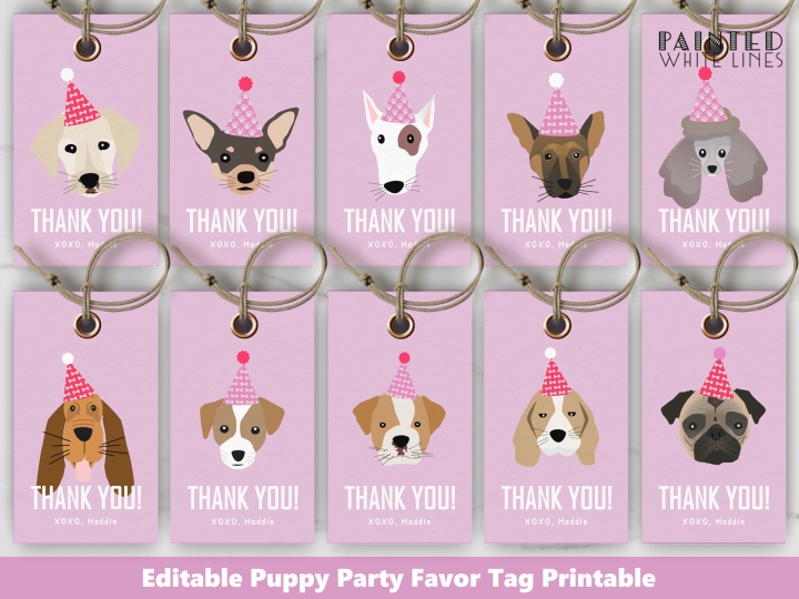 Pet Party Editable Favor Tags Template