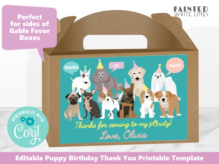 Dog Carrier Favor Tag for Gable Boxes