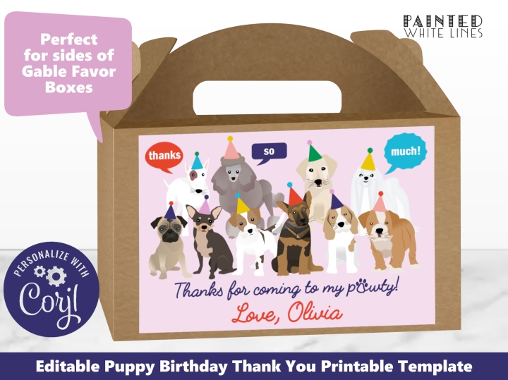 Dog Carrier Favor Tag for Gable Boxes 