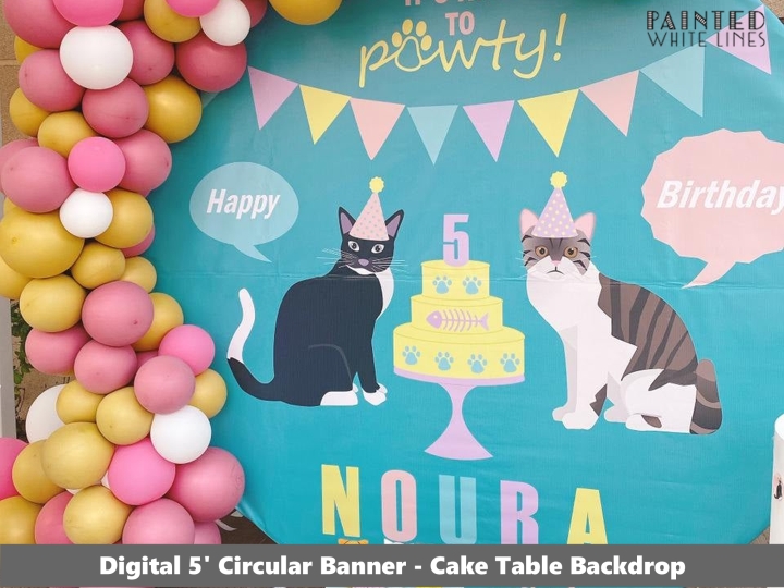 Personalized Kitty Cat Birthday Party Backdrop