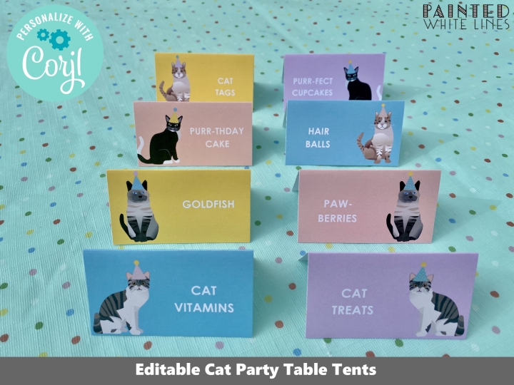 Kitty Cat Table Tent Cards Template