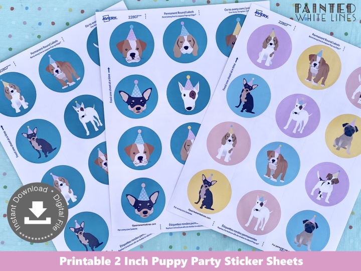 2 Inch Round Puppy Party Labels
