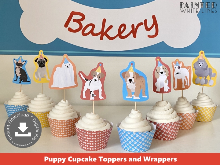 Printable Puppy Dog Cupcake Toppers Wrappers