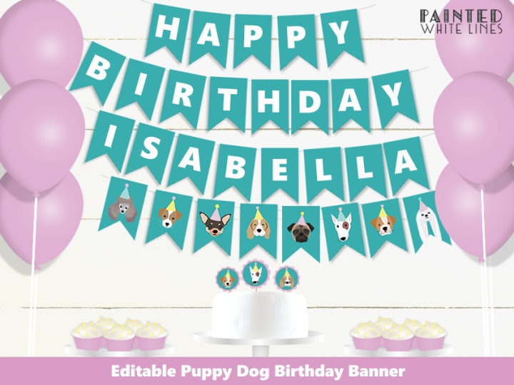 Puppy Dog Birthday Party Banner Template