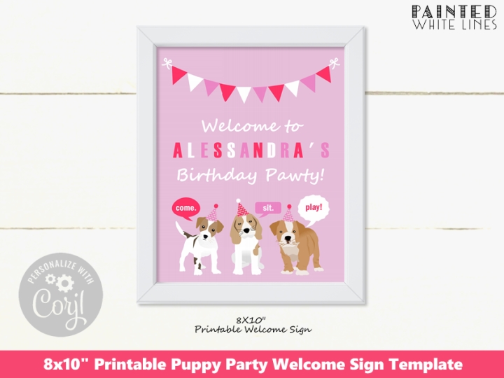 Puppy Party Welcome Sign Template