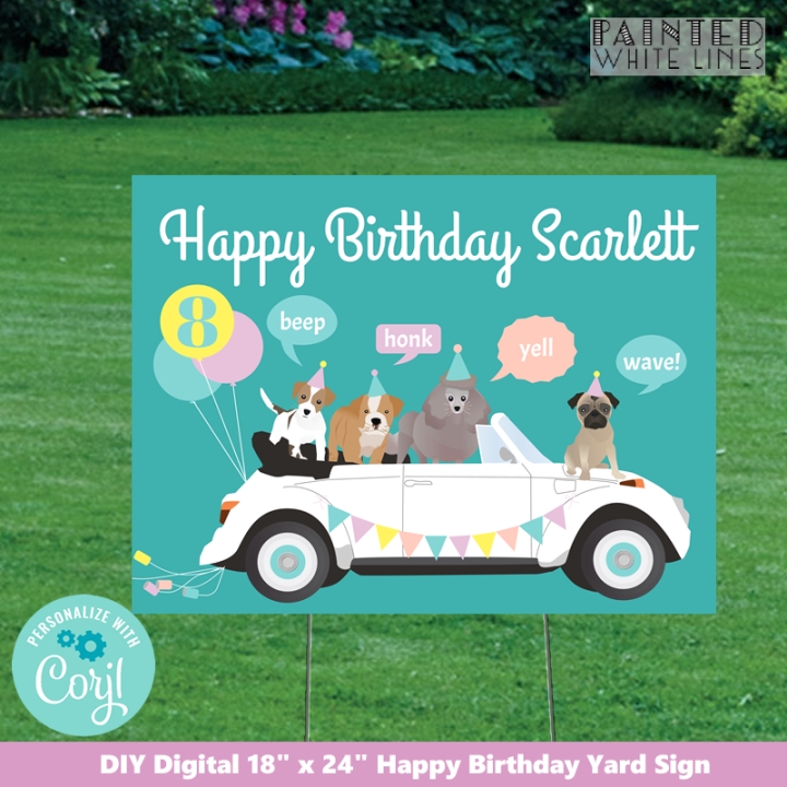 Puppy Party Birthday Yard Sign 18x24
