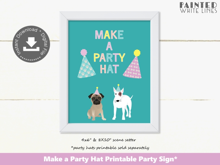 PRINTABLE PARTY SUPPLIES Make a Party Hat Party Activity Sign