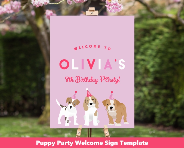 Puppy Party Welcome Sign Corjl Template