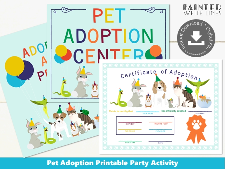 Printable Pet Adoption Party Activity