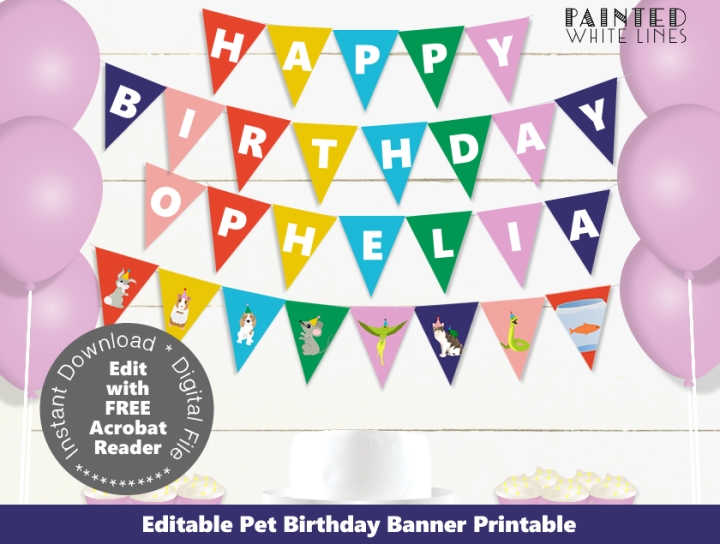 Pet Party Birthday Banner