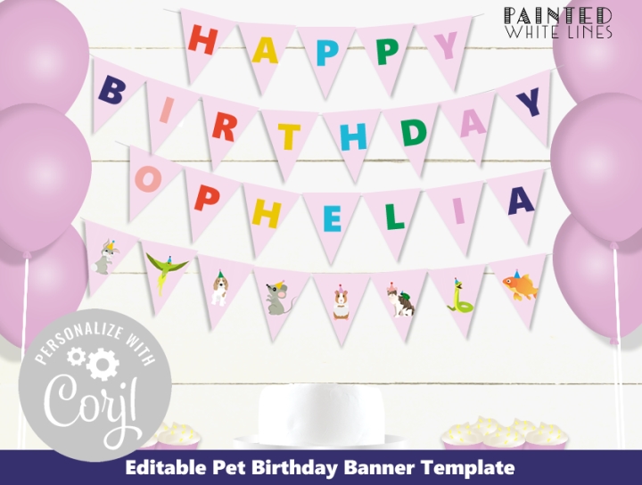 Pet Party Birthday Banner