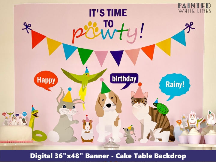 Personalized Pet Party Birthday Backdrop