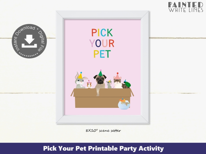 Pick Your Pet Pet Party Activity Sign