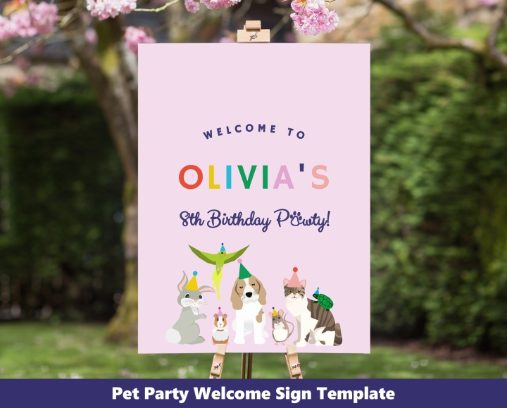 Puppy Party Welcome Sign Corjl Template