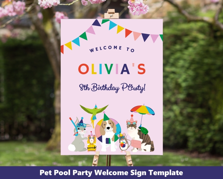 Pet Pool Party Welcome Sign Corjl 