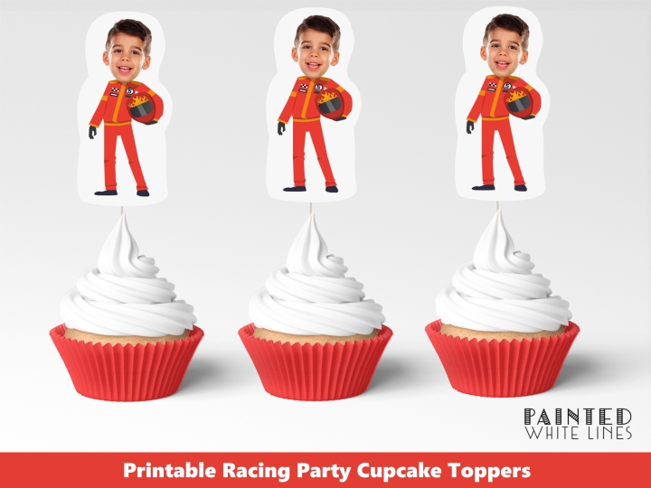 Race Car Driver Photo Cupcake Topper 