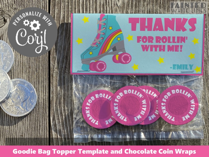 Roller Skating Party Favor Bags Template