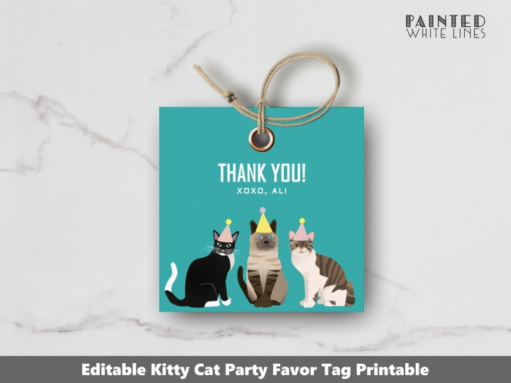 Cat Party Favor Tags Cat Party Favors 