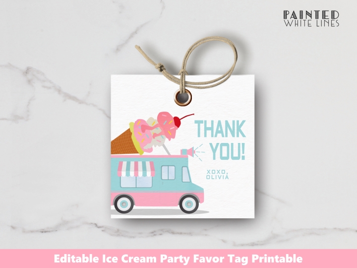 Ice Cream Favor Tag Corjl Editable 