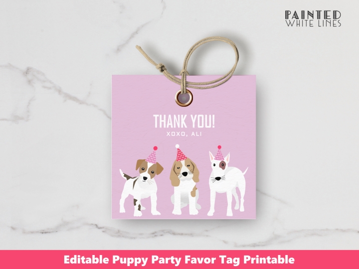 Pet Party Editable Favor Tags Template