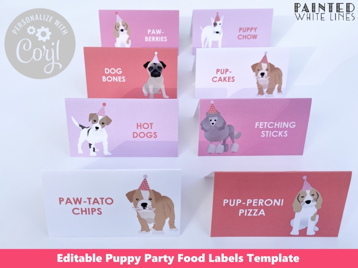 Puppy Party Table Tent Cards Template