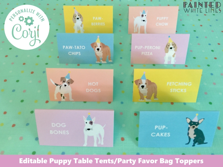 Puppy Party Table Tent Cards Template
