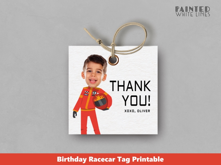Race Car Photo Party Favor Tags 