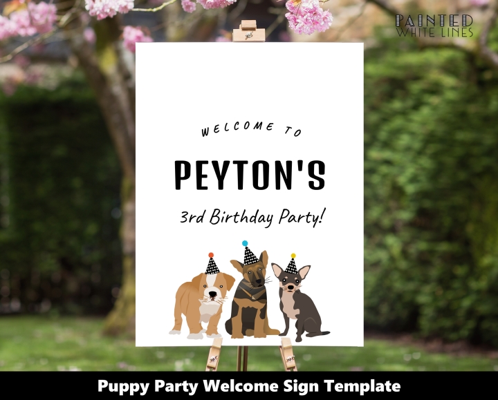 Puppy Party Welcome Sign Corjl Template