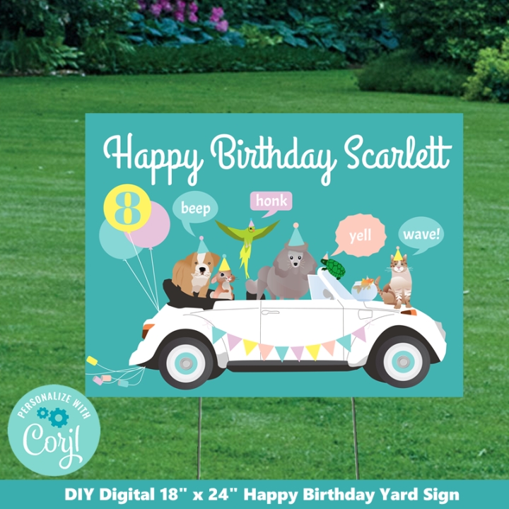 Dog and Cat Party Birthday Yard Sign 18x24